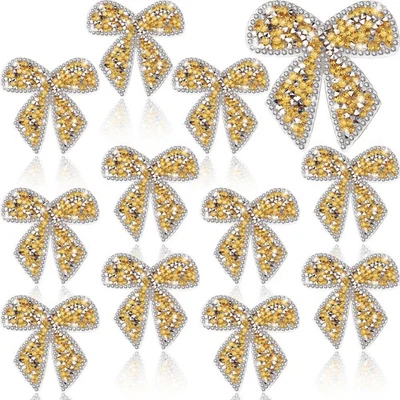 Parches de diamantes de imitación con nudo de arco Daifunli de 12 piezas, apliques de cristal brillante para planchar Foto 1 de 4