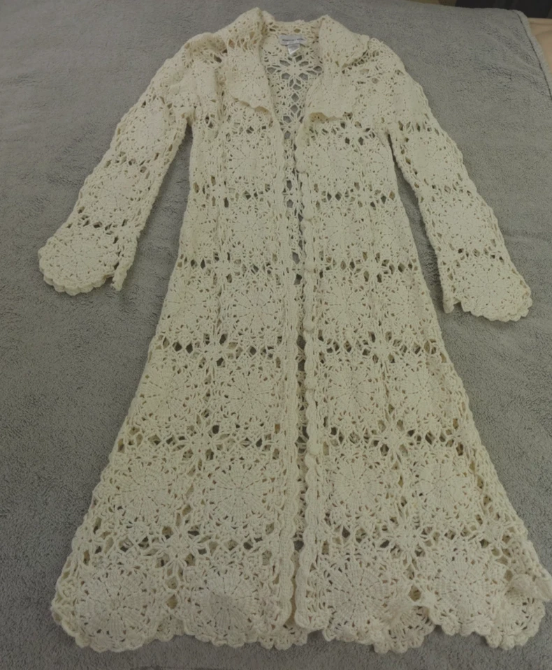 Cardigã Newport News suéter de crochê feminino médio espanador creme - Imagem 1 de 4