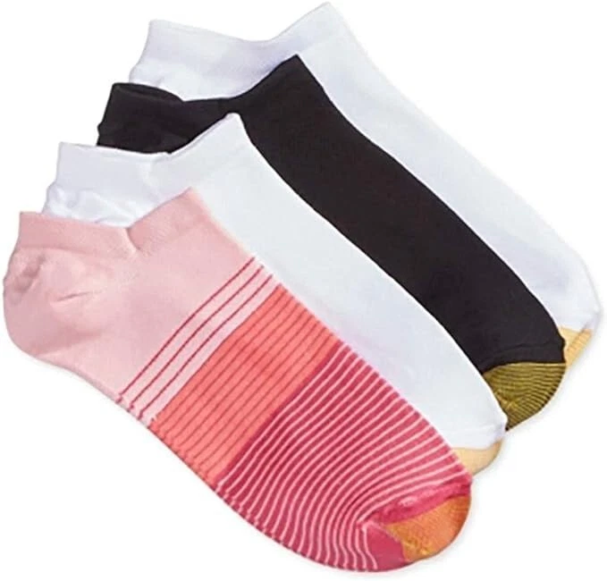 Paquete de 4 calcetines para mujer punta dorada micro rayas sin mostrar Foto 1 de 1