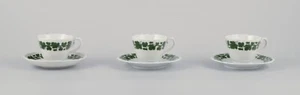 Meissen, Germany, Green Ivy Vine, three coffee cups with matching saucers. - Picture 1 of 6