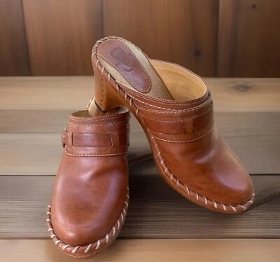 Zuecos FRYE Charlotte Talla 7 Anillo Cuero Mula Brasil Sin Cordones Costuras Occidentales Foto 1 de 4