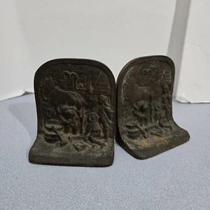 Antique The vIllage Blacksmith Cast Iron Bookends - Picture 1 of 5
