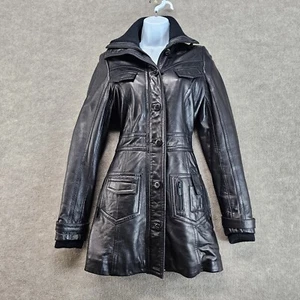 Top Gun Leather Mid-Length Bomber Jacket Womens Size Small - Picture 1 of 16