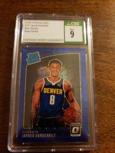 JARRED VANDERBILT RC 2018-19 DONRUSS OPTIC Blue Velocity  #151 CSG Graded 9
