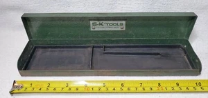 S-K TOOLS 1/4" DR SOCKET METAL TOOL BOX 10&1/4 X 2&1/2 WRINKLE GREEN W/ TRAY - Picture 1 of 7