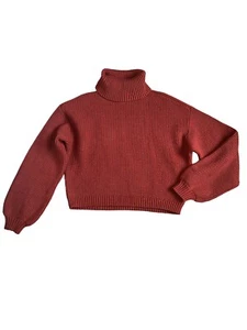 RVCA Women’s Cropped Citizen Balloon Sleeve Sweater In Rosewood S - Picture 1 of 3