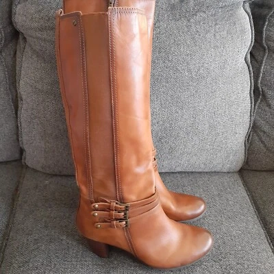 Pikolinos Tan Leather Knee Length Zip Up High Heel Boots EU38 US7 - Image 1 of 4