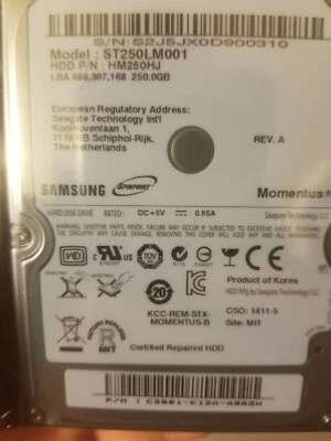 Samsung ST250LM001 250GB 2.5" HD HM250HJ Rev. A 1411-5 MIT C3801-K12A-A8R2W - Image 1 of 2