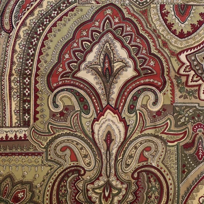 Vtg Luxury 2002 Robert Allen Home Fabric  Red, Green, Golden Tan Paisley 1.6+ yd - Image 1 of 4