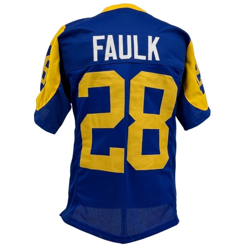 MARSHALL FAULK Los Angeles Rams BLUE Jersey M-5XL Unsigned Custom Sewn Stitched Cover