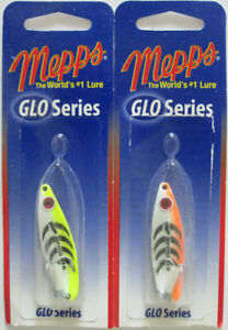 2 - Mepps Syclops Glo Series Spoons - 1/4 oz. - Glo Orange & Glo Chartreuse