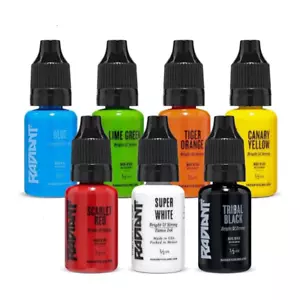 RADIANT COLORS PRIMARY 7 COLOR TATTOO INK SET - 1/2OZ BOTTLES - Picture 1 of 6