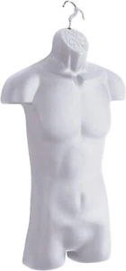 3 Clothing Display Torso Forms Fits S-L Hanging Male Mannequin White Hollow Back - Picture 1 of 11