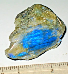 Labradorite spectrolite 1 chunk 2.11 oz blue flame color polished 1 side #9 - Picture 1 of 5