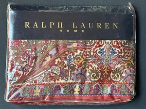 RARE! NEW! Ralph Lauren *GALAHAD Red ~KING FLAT SHEET Sateen Vintage Paisley NOS - Picture 1 of 9