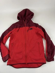 Nike Hoodie Windbreaker Jacket Mens Size Medium Red Orange Maroon - Picture 1 of 13