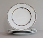 CHRISTOFLE Rubanea Gris Grey  (4) DINNER Plates 10 1/2" ~ Mint
