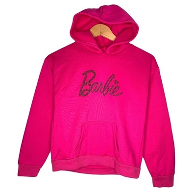 Barbie Sweatshirt Hoodie Pullover Long Sleeve Pink | Girl Size 12 L - Image 1 of 3