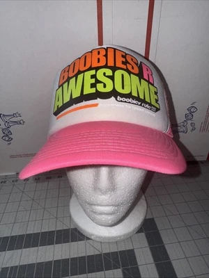 Chapéu caminhoneiro vintage peitos são incríveis consciência do câncer de mama rosa SnapBack - Imagem 1 de 4