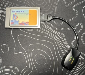 Netgear PCMCIA 10/100 Ethernet LAN Adapter PC Card FA 410TX FA410 with Cable - Picture 1 of 4