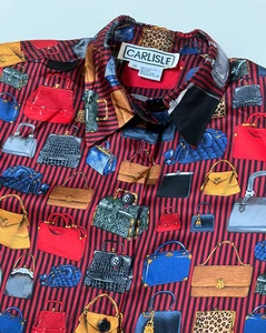 Blusa de seda Carlisle para mujer talla 10 manga larga bolso de mano o monedero motivo completo - Imagen 1 de 5