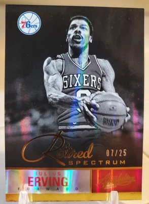 Cartão de inserção 2013 Absolute Retired Spectrum GOLD JULIUS ERVING #/25 DR J 76ers - Imagem 1 de 2