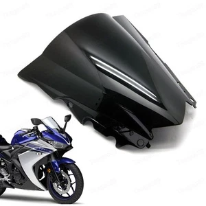 Black Double Bubble Windscreen Windshield ABS for Yamaha YZF R3 R25 2015-2016 - Picture 1 of 2