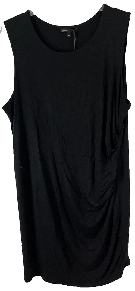 Gibson Look Side Pleated Tank Dress Womens 3X Black Sleeveless A380417 CB76V