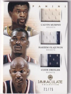 2012-13 Panini Immaculate NBA 46 Hakeem Olajuwon Clyde Drexler Murphy Worn Patch - Picture 1 of 2