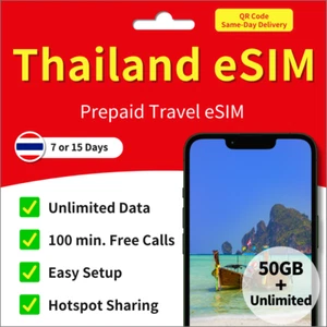 [ SIM] Thaïlande eSIM 50 Go + appels nationaux/internationaux gratuits livraison le jour même - Photo 1 sur 7