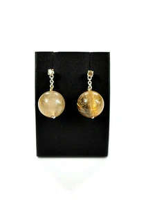 Unusual Studs - Ruthilquarz-Kugeln + Diamonds - 585er White Gold - Picture 1 of 8