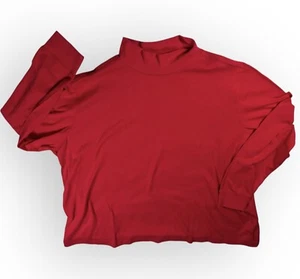 Lands' End Size 2X  True Red mock neck knit top Soft Cotton long sleeves NWOT - Picture 1 of 8