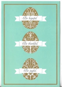 NEW Happy Easter Card 5.5x8 Elegant Card Gold Eggs Be Hopeful Thankful & Joyful - Picture 1 of 3