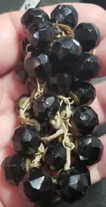 Bottoni in vetro sfaccettato nero vintage gambo ottone cucito artigianato - Foto 1 di 5
