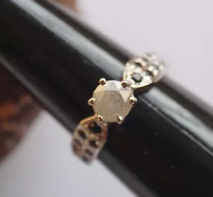 1.20cts gray white round rose cut diamond ring, sterling silver Engagement ring - Picture 1 of 7