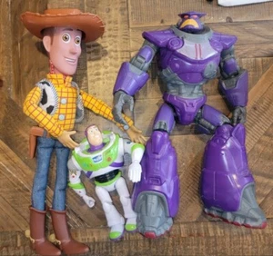 Disney Pixar Toy Story Woody Doll Lot Of 3 Buzz Lightyear 7" Zurg 13" Woody 15" - Picture 1 of 2