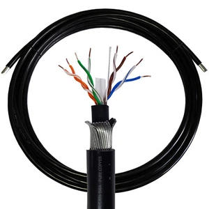 20m CAT6 SWA Steel Armoured UTP Cable Direct Burial Outdoor HDPE 23 AWG Copper - Afbeelding 1 van 2