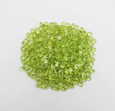 Natural Peridot Round Cut Loose Gemstone Lot 100 Pcs 3 MM - Image 1 of 4