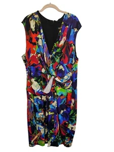 Ellen Tracy Womens Multicolor Sleeveless Draped Dress Size 22W Polyester - Picture 1 of 5