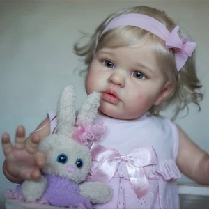 Bambola neonato 22 pollici carina bambina dipinta rifinita panno corpo fatto a mano giocattolo - Foto 1 di 4