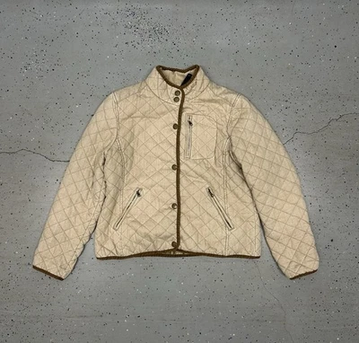 Винтажный/Y2K Lauren Ralph Lauren стеганая куртка - кремовый/коричневый - размер - X-Large - Изображение 1 из 4