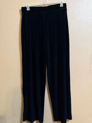 PANTALONES DE TERCIOPELO SUSAN GRAVER PIERNA RECTA ANCHA TALLA GRANDE ALTO NEGRO ELÁSTICO PULL ON Foto 1 de 3