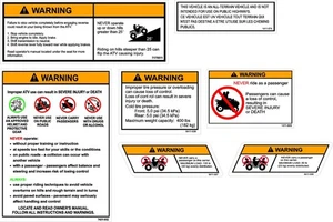 Arctic Cat Warning Labels ATV Decal Kit 4x4 ALTERRA 2017 - Picture 1 of 1