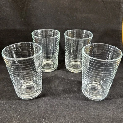 Vintage Set Of 4 Pasabahce Doro Horizontal Ribbed 7 Oz Juice Glasses Turkey - Image 1 of 4