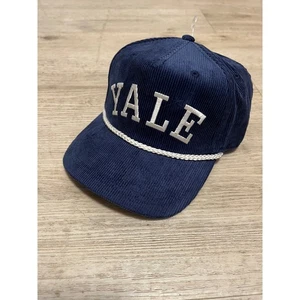 YALE University Bulldogs Corduroy Baseball Hat Rope Accent Logo Navy Retro Dad - Picture 1 of 7