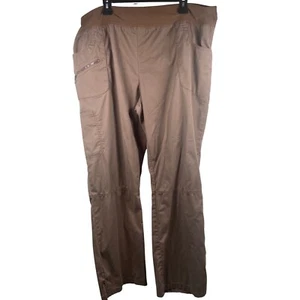 Beyond Scrubs Pants Women's Size 2X 6 Pocket Pull On Yoga Scrub Pants Brown - Picture 1 of 5