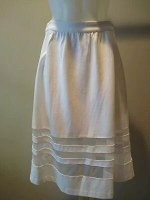 NUEVO CON ETIQUETAS $78 talla 2 CARMEN MARC VALVO VINTAGE JERSEY TEJIDO LÍNEA A FALDA MALLA TRANSPARENTE DOBLADILLO Foto 1 de 4