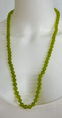 Designer Peridot Semi Precious Stone Necklace W Lustrous, Vibrant Color 28 In - Image 1 of 4