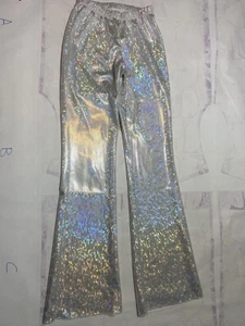 Sparkly Shiny Hologram Flair Pants   Dance Costume Halloween Adult Small Women - Picture 1 of 2