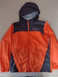 Youth Kids Boys Columbia Zip Hooded Shell Rain Wind Jacket Large (14/16) Orange